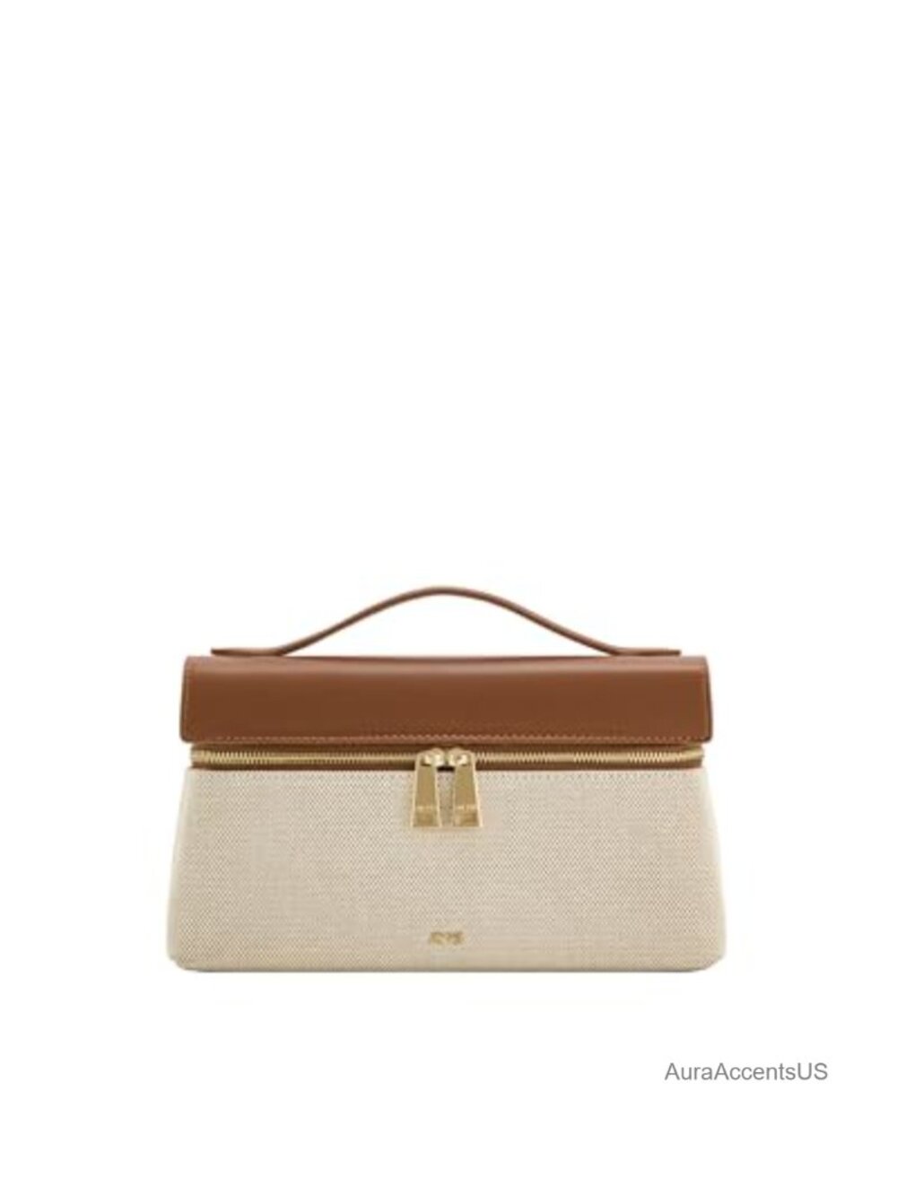 Canvas Top Handle Bag with Detachable Crossbody Strap Gold Hardware